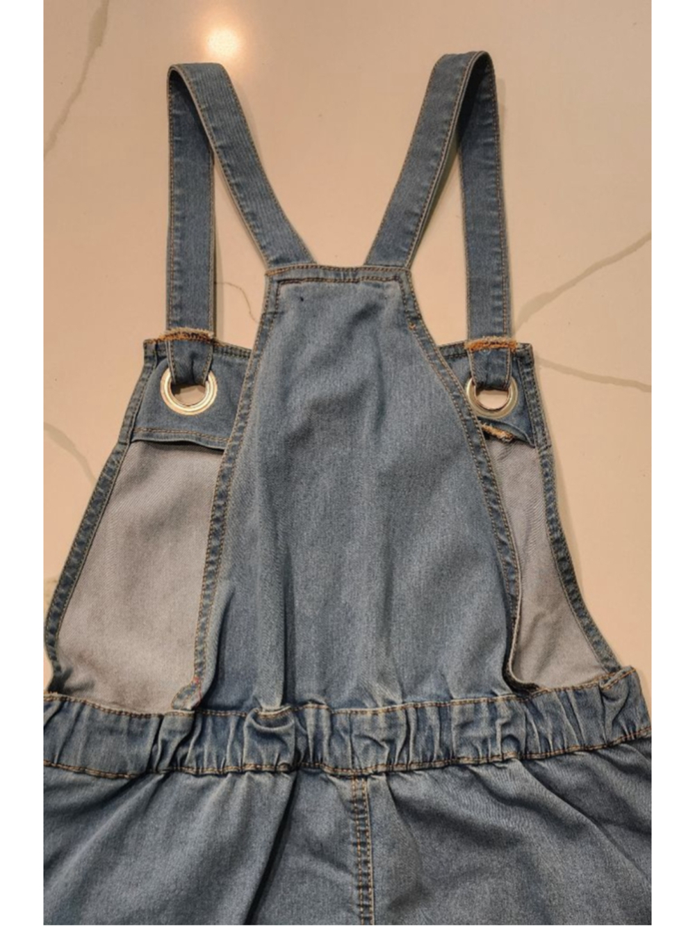 Derek Heart Denim Shortalls Size M Blue Jean Overalls Romper Button Front - Picture 5 of 11